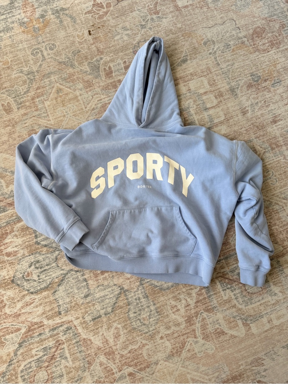 Sporty Graphic Hoodie in Light Blue